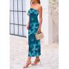 imagePRETTYGARDEN Womens 2025 Summer Floral Bodycon Maxi Dresses Ribbed Strapless Tube Casual Boho Party Long DressFloral Lake Blue