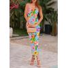 imagePRETTYGARDEN Womens 2025 Summer Floral Bodycon Maxi Dresses Ribbed Strapless Tube Casual Boho Party Long DressFloral Light Blue