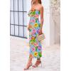 imagePRETTYGARDEN Womens 2025 Summer Floral Bodycon Maxi Dresses Ribbed Strapless Tube Casual Boho Party Long DressFloral Light Blue