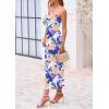 imagePRETTYGARDEN Womens 2025 Summer Floral Bodycon Maxi Dresses Ribbed Strapless Tube Casual Boho Party Long DressFloral White Blue