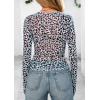 imagePRETTYGARDEN Womens Mesh Long Sleeve Top 2025 Trendy Spring See Through Sheer Blouse Leopard Fitted Going Out Layering ShirtsLeopard Light Blue