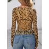 imagePRETTYGARDEN Womens Mesh Long Sleeve Top 2025 Trendy Spring See Through Sheer Blouse Leopard Fitted Going Out Layering ShirtsLeopard Yellow