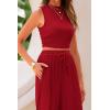 imagePRETTYGARDEN Womens Summer 2 Piece Outfits Ribbed Knit Lounge Sets Tracksuit Sleeveless Crop Tank Tops Wide Leg Casual PantsRed