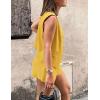 imagePRETTYGARDEN Womens Summer 2 Piece Outfits Sleeveless Matching Sets Button Down V Neck Vest Waistcoat and Pockets ShortsYellow