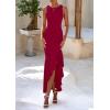 imagePRETTYGARDEN Womens Summer Bodycon Maxi Dress 2025 Sleeveless Ruffle Mermaid Cocktail Wedding Guest Formal Long DressesWine Red