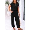 imagePRETTYGARDEN Womens Two Piece Outfits Sweater Sets Knit Pullover Tops And High Waisted Pants Matching Tracksuit Sweatsuit SetButton Black