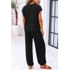 imagePRETTYGARDEN Womens Two Piece Outfits Sweater Sets Knit Pullover Tops And High Waisted Pants Matching Tracksuit Sweatsuit SetButton Black