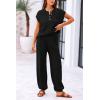 imagePRETTYGARDEN Womens Two Piece Outfits Sweater Sets Knit Pullover Tops And High Waisted Pants Matching Tracksuit Sweatsuit SetButton Black