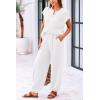 imagePRETTYGARDEN Womens Two Piece Outfits Sweater Sets Knit Pullover Tops And High Waisted Pants Matching Tracksuit Sweatsuit SetButton White