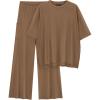 imagePRETTYGARDEN Womens 2 Piece Outfits Casual Short Sleeve Pullover Tops and Wide Leg Pants Lounge Sets TracksuitsDark Khaki