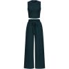 imagePRETTYGARDEN Womens Summer 2 Piece Loungewear Set Cropped Tank Top Wide Leg Sweatpants Tracksuit Casual OutfitsDark Green
