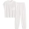 imagePRETTYGARDEN Womens Two Piece Outfits Sweater Sets Knit Pullover Tops And High Waisted Pants Matching Tracksuit Sweatsuit SetWhite