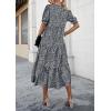 imagePRETTYGARDEN Summer Dresses for Women 2025 Casual Floral Boho Midi Sun Dress Puff Short Sleeve Flowy Beach Vacation SundressBlackWhite