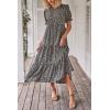 imagePRETTYGARDEN Summer Dresses for Women 2025 Casual Floral Boho Midi Sun Dress Puff Short Sleeve Flowy Beach Vacation SundressNavy Floral