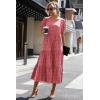 imagePRETTYGARDEN Summer Dresses for Women 2025 Casual Floral Boho Midi Sun Dress Puff Short Sleeve Flowy Beach Vacation SundressRed