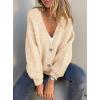 imagePRETTYGARDEN Cardigan Sweaters for Women Trendy Fall 2025 Long Sleeve Button Down Oversized Chunky Knit Sweater OuterwearBeige
