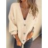imagePRETTYGARDEN Cardigan Sweaters for Women Trendy Fall 2025 Long Sleeve Button Down Oversized Chunky Knit Sweater OuterwearBeige
