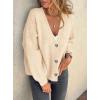 imagePRETTYGARDEN Cardigan Sweaters for Women Trendy Fall 2025 Long Sleeve Button Down Oversized Chunky Knit Sweater OuterwearBeige