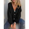 imagePRETTYGARDEN Cardigan Sweaters for Women Trendy Fall 2025 Long Sleeve Button Down Oversized Chunky Knit Sweater OuterwearBlack
