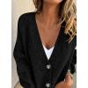 imagePRETTYGARDEN Cardigan Sweaters for Women Trendy Fall 2025 Long Sleeve Button Down Oversized Chunky Knit Sweater OuterwearBlack