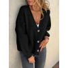 imagePRETTYGARDEN Cardigan Sweaters for Women Trendy Fall 2025 Long Sleeve Button Down Oversized Chunky Knit Sweater OuterwearBlack