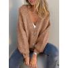 imagePRETTYGARDEN Cardigan Sweaters for Women Trendy Fall 2025 Long Sleeve Button Down Oversized Chunky Knit Sweater OuterwearCamel