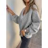imagePRETTYGARDEN Cardigan Sweaters for Women Trendy Fall 2025 Long Sleeve Button Down Oversized Chunky Knit Sweater OuterwearGrey