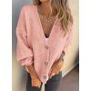 imagePRETTYGARDEN Cardigan Sweaters for Women Trendy Fall 2025 Long Sleeve Button Down Oversized Chunky Knit Sweater OuterwearPink
