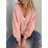 imagePRETTYGARDEN Cardigan Sweaters for Women Trendy Fall 2025 Long Sleeve Button Down Oversized Chunky Knit Sweater OuterwearPink