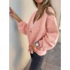 imagePRETTYGARDEN Cardigan Sweaters for Women Trendy Fall 2025 Long Sleeve Button Down Oversized Chunky Knit Sweater OuterwearPink