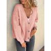 imagePRETTYGARDEN Cardigan Sweaters for Women Trendy Fall 2025 Long Sleeve Button Down Oversized Chunky Knit Sweater OuterwearPink