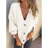 imagePRETTYGARDEN Cardigan Sweaters for Women Trendy Fall 2025 Long Sleeve Button Down Oversized Chunky Knit Sweater OuterwearWhite