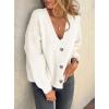 imagePRETTYGARDEN Cardigan Sweaters for Women Trendy Fall 2025 Long Sleeve Button Down Oversized Chunky Knit Sweater OuterwearWhite