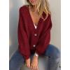 imagePRETTYGARDEN Cardigan Sweaters for Women Trendy Fall 2025 Long Sleeve Button Down Oversized Chunky Knit Sweater OuterwearWine Red