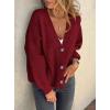 imagePRETTYGARDEN Cardigan Sweaters for Women Trendy Fall 2025 Long Sleeve Button Down Oversized Chunky Knit Sweater OuterwearWine Red
