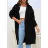imagePRETTYGARDEN Fall Long Sleeve Cardigan Sweaters for Women 2025 Trendy Winter Open Front Loose Knitted Cardigans with PocketsBlack