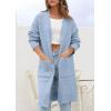 imagePRETTYGARDEN Fall Long Sleeve Cardigan Sweaters for Women 2025 Trendy Winter Open Front Loose Knitted Cardigans with PocketsBlue