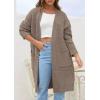 imagePRETTYGARDEN Fall Long Sleeve Cardigan Sweaters for Women 2025 Trendy Winter Open Front Loose Knitted Cardigans with PocketsBrown