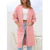 imagePRETTYGARDEN Fall Long Sleeve Cardigan Sweaters for Women 2025 Trendy Winter Open Front Loose Knitted Cardigans with PocketsPink