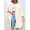 imagePRETTYGARDEN Fall Long Sleeve Cardigan Sweaters for Women 2025 Trendy Winter Open Front Loose Knitted Cardigans with PocketsWhite