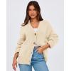 imagePRETTYGARDEN Womens 2025 Fall Cardigan Sweaters Long Sleeve Open Front Button Up V Neck Knit Winter Fashion ClothesBeige