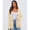 imagePRETTYGARDEN Womens 2025 Fall Cardigan Sweaters Long Sleeve Open Front Button Up V Neck Knit Winter Fashion ClothesBeige