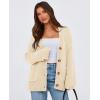 imagePRETTYGARDEN Womens 2025 Fall Cardigan Sweaters Long Sleeve Open Front Button Up V Neck Knit Winter Fashion ClothesBeige