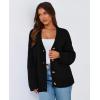 imagePRETTYGARDEN Womens 2025 Fall Cardigan Sweaters Long Sleeve Open Front Button Up V Neck Knit Winter Fashion ClothesBlack