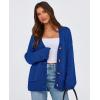 imagePRETTYGARDEN Womens 2025 Fall Cardigan Sweaters Long Sleeve Open Front Button Up V Neck Knit Winter Fashion ClothesBright Blue