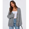imagePRETTYGARDEN Womens 2025 Fall Cardigan Sweaters Long Sleeve Open Front Button Up V Neck Knit Winter Fashion ClothesGrey