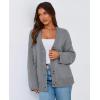imagePRETTYGARDEN Womens 2025 Fall Cardigan Sweaters Long Sleeve Open Front Button Up V Neck Knit Winter Fashion ClothesGrey
