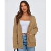 imagePRETTYGARDEN Womens 2025 Fall Cardigan Sweaters Long Sleeve Open Front Button Up V Neck Knit Winter Fashion ClothesKhaki