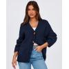 imagePRETTYGARDEN Womens 2025 Fall Cardigan Sweaters Long Sleeve Open Front Button Up V Neck Knit Winter Fashion ClothesNavy