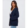 imagePRETTYGARDEN Womens 2025 Fall Cardigan Sweaters Long Sleeve Open Front Button Up V Neck Knit Winter Fashion ClothesNavy